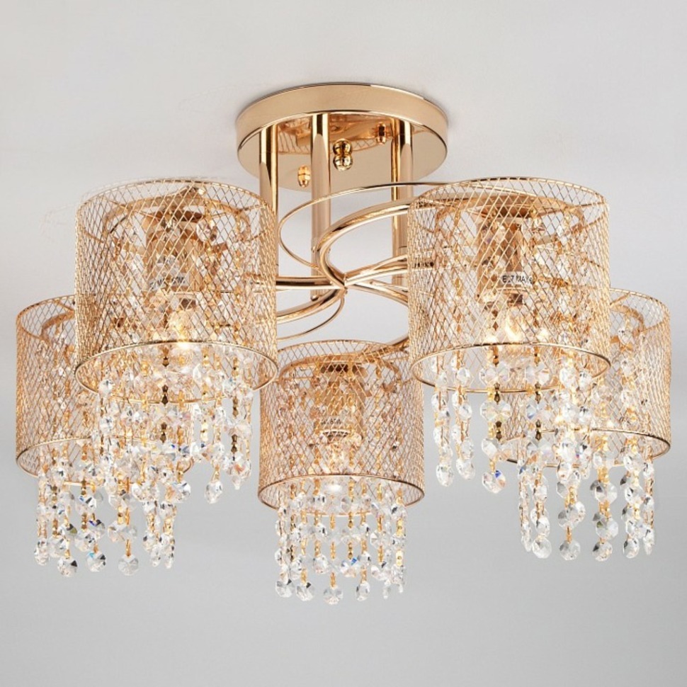 Фото Люстра на штанге Eurosvet Bonnie 30137/5 золото EV_84461 - интернет-магазин МегаТерем в Москве