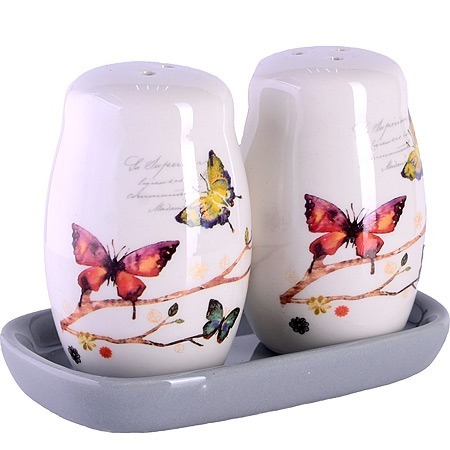 Фото Набор для специй на подставке Бабочки в саду LORAINE (60129) - интернет-магазин МегаТерем в Москве