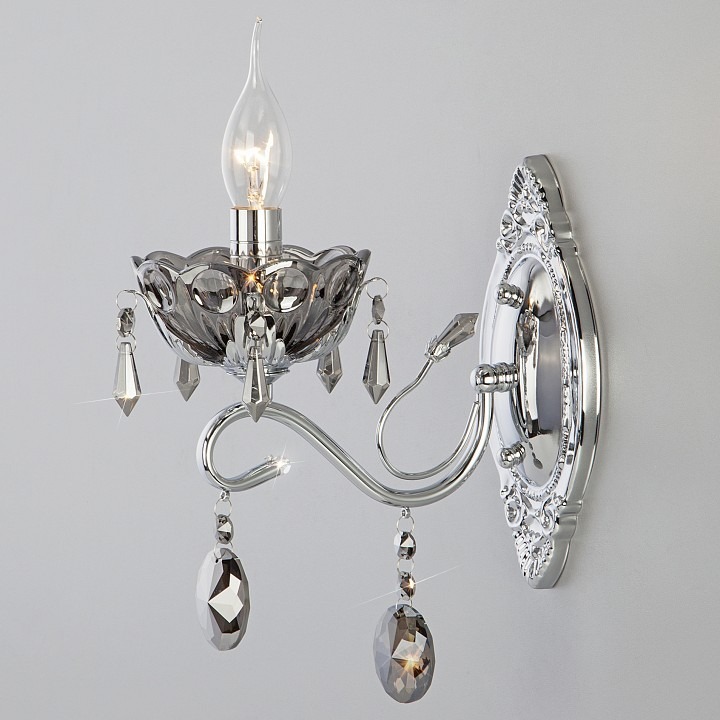 Фото Бра Eurosvet Teodore 10103/1 хром/дымчатый хрусталь Strotskis EV_a045283 - интернет-магазин МегаТерем в Москве