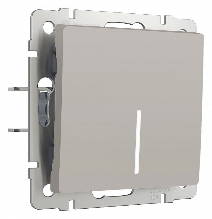 Фото Выключатель проходной одноклавишный с подсветкой без рамки Werkel дымчатый W1212104 WRK_a069450 - интернет-магазин МегаТерем в Москве