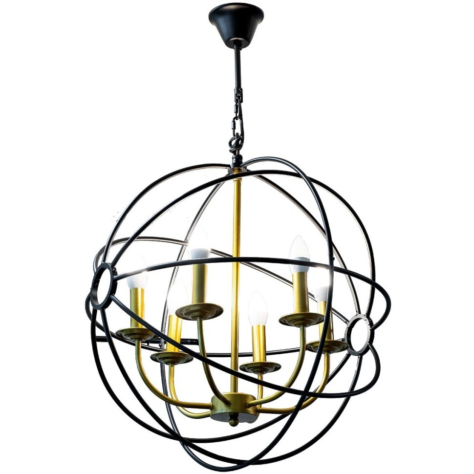 Фото Лампа потолочная Сфера латунь/черный d.56см h.60см (TT-00006936) - интернет-магазин МегаТерем в Москве