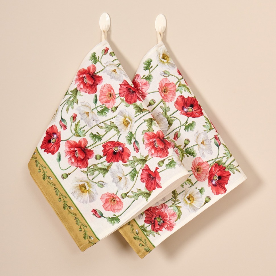 Фото Набор полотенец 2 шт маки 40х60см ,кремовый, 100% хлопок,твил Lefard (850-731-63) - интернет-магазин МегаТерем в Москве