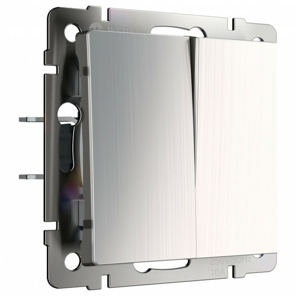 Фото Выключатель двухклавишный без рамки Werkel глянцевый никель W1120002 WRK_a051081 - интернет-магазин МегаТерем в Москве