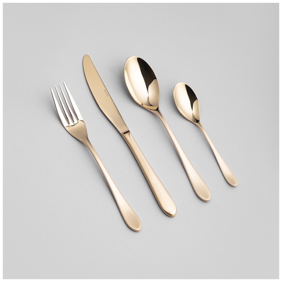 Фото Набор столовых приборов senso agness 16 пр., сталь 18/10, пвд покрытие, цвет: шампань (1000-017)  - интернет-магазин МегаТерем в Москве