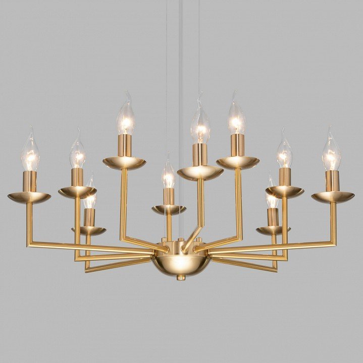 Фото Подвесная люстра Eurosvet Cariso 60150/10 латунь EV_a058516 - интернет-магазин МегаТерем в Москве