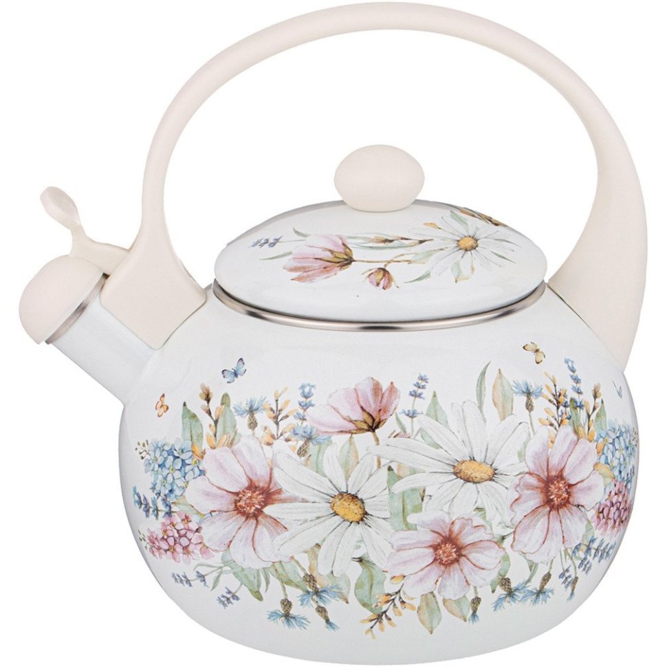 Фото Чайник agness эмалированный со свистком, серия дворцовый парк2,2л, индукционное дно (934-434)  - интернет-магазин МегаТерем в Москве