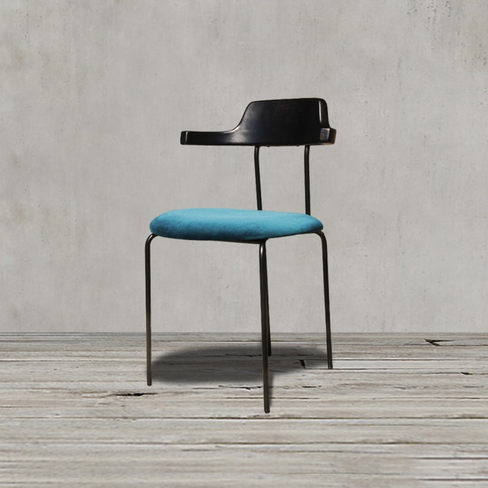 Фото Стул AA02/MB/F614-11, металл, текстиль, Matt black/green, MARMO - интернет-магазин МегаТерем в Москве