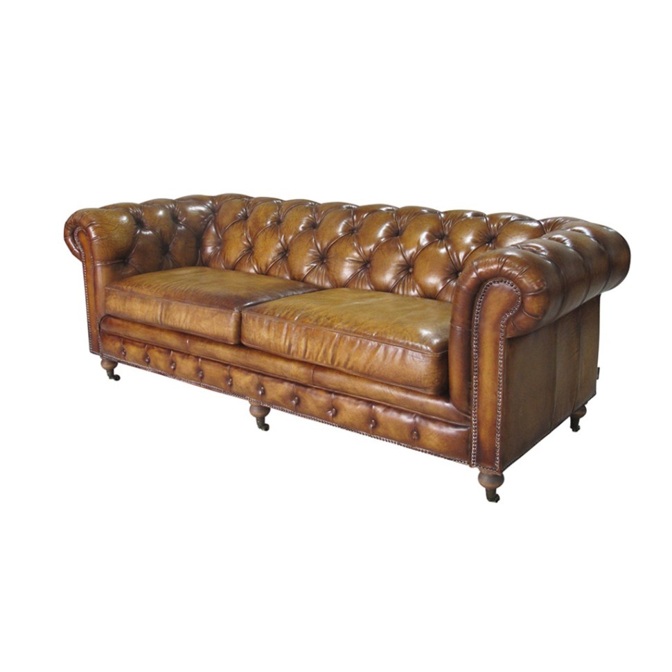 Фото Диван 880A-3D/#B11, Кожа, Vintage cigar, ROOMERS FURNITURE - интернет-магазин МегаТерем в Москве