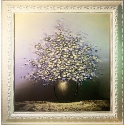 Картина Белая сирень 75х75 с кристаллами Swarovski (2263)