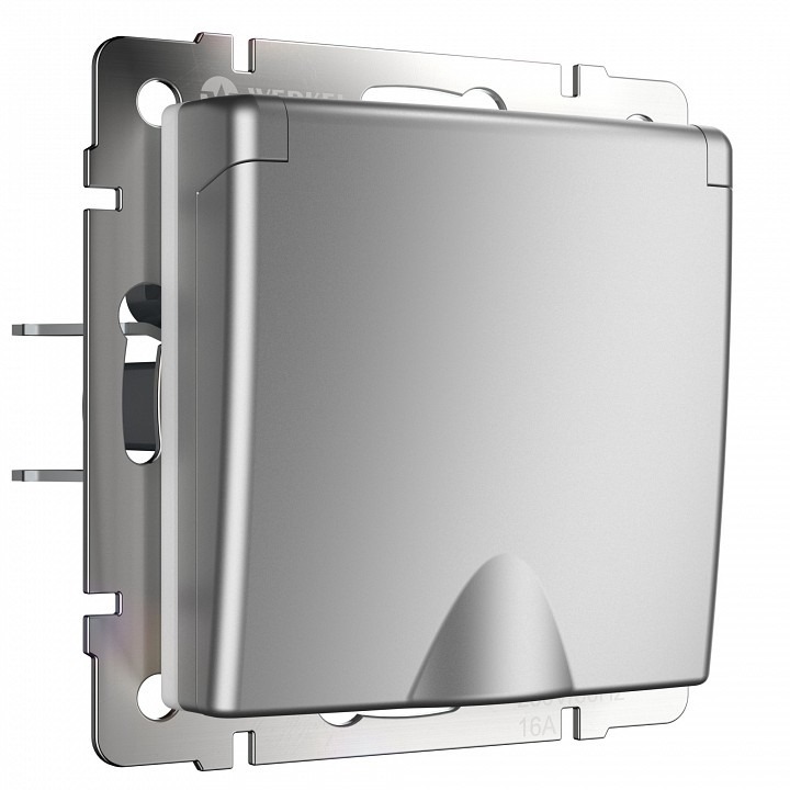 Фото Розетка с заземлением и со шторкой, без рамки с крышкой Werkel  W1171206 WRK_a050889 - интернет-магазин МегаТерем в Москве