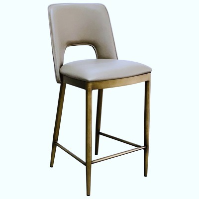 Стул барный экокожа бежевый+бронза 43*46*93см (TT-00013153)