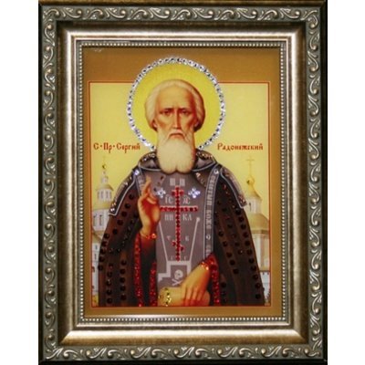Икона Сергий Радонежский с кристаллами Swarovski (1468)