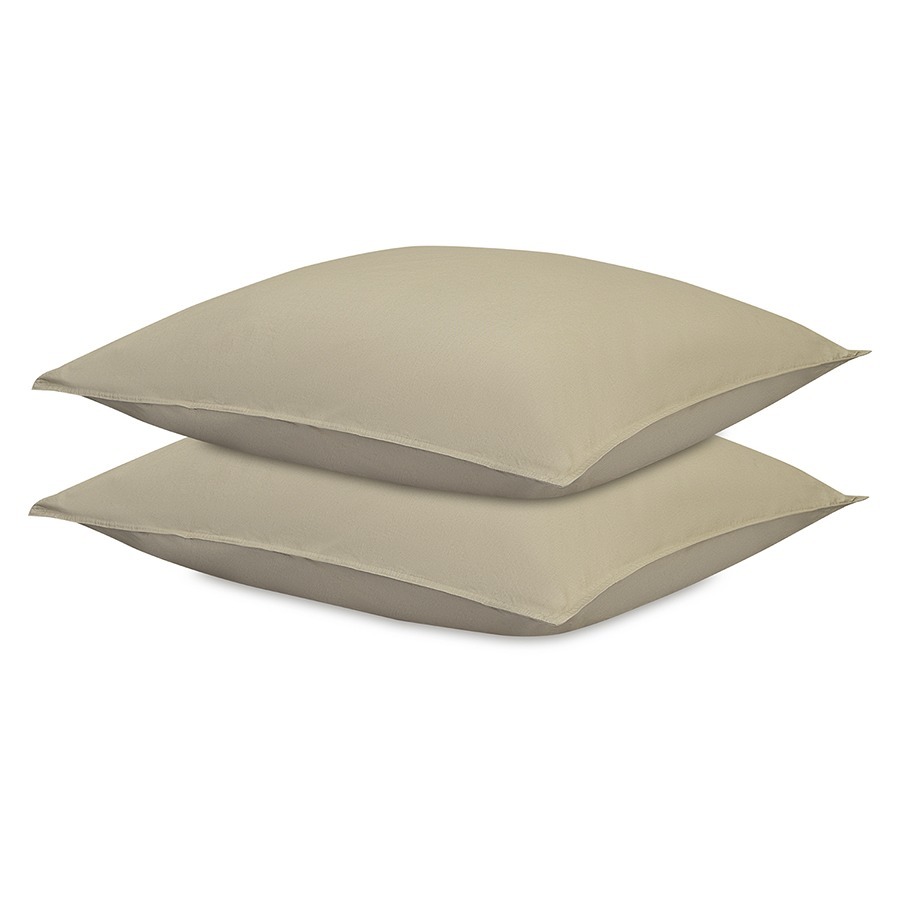 Фото Набор наволочек из стираного перкаля бежево-серого цвета из коллекции essential, 70х70 см (77742) - интернет-магазин МегаТерем в Москве