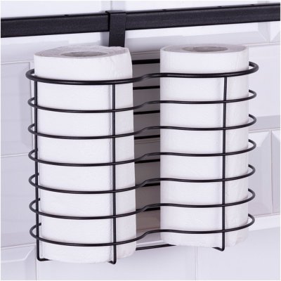 Органайзер для бумажных полотенец и туалетной бумаги навесной 26*12*20 см цвет:черный Agness (768-708)