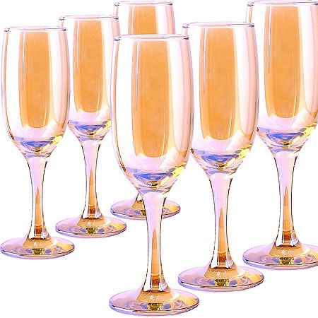 Фото Набор бокалов для вина из 6 шт 190 мл Золотистый мёд (ME419-05) - интернет-магазин МегаТерем в Москве