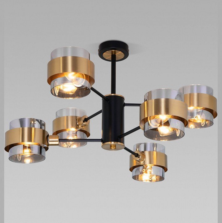 Фото Люстра на штанге Eurosvet Arcada 70127/6 черный/дымчатый EV_a060652 - интернет-магазин МегаТерем в Москве