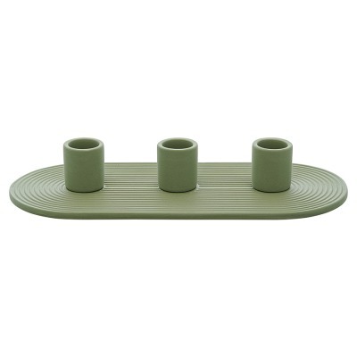 Подсвечник для 3 свечей из каменной керамики оливкового цвета из коллекции essential (76075)