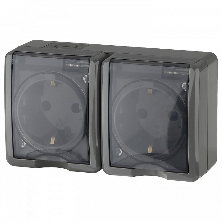 Фото Розетка двойная с заземлением с крышкой Эра Эра Эксперт 11-2403-03 ER_B0020717 - интернет-магазин МегаТерем в Москве