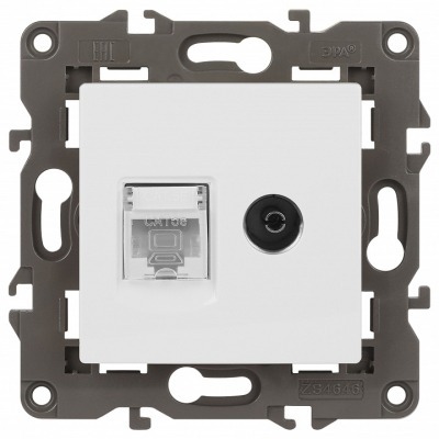 ТВ-розетка и розетка Ethernet RJ-45 без рамки Эра Эра Elegance 14-3110-01 ER_B0034314