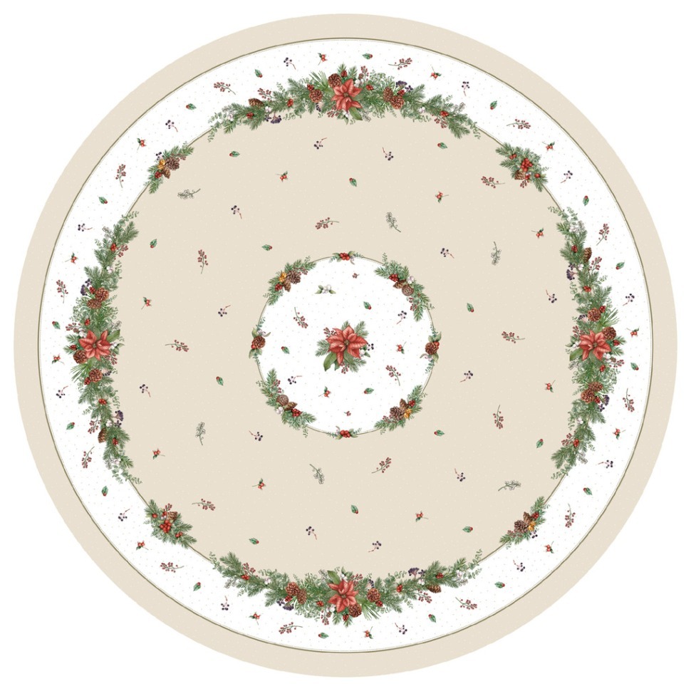 Фото Скатерть  d145 cm круглая, celebration, цвет: бежевый, tm lefard, полиэстер 100% (986-001-24)  - интернет-магазин МегаТерем в Москве