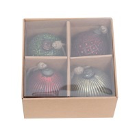 Набор елочных игрушек из 4 штук HD842, 10, стекло, red/green/yellow, ROOMERS FURNITURE