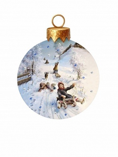 Фото Новогодний шар Снежные забавы с кристаллами Swarovski (3137) - интернет-магазин МегаТерем в Москве