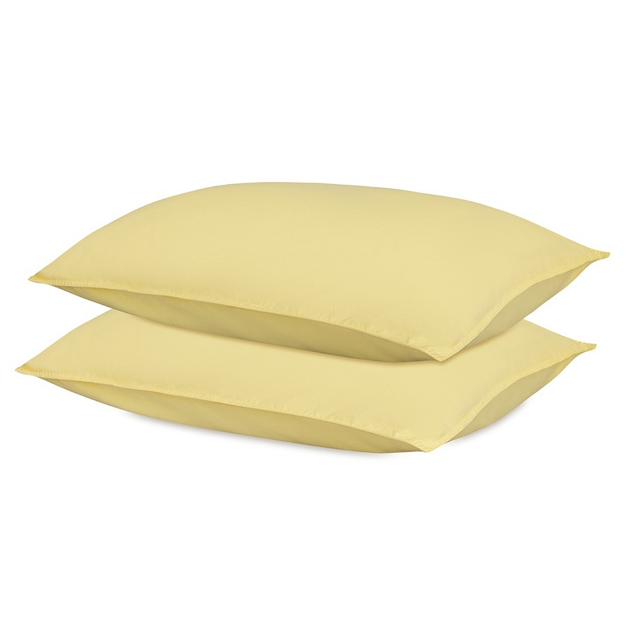 Фото Набор наволочек из стираного перкаля светло-желтого цвета из коллекции essential, 50х70 см (77743) - интернет-магазин МегаТерем в Москве
