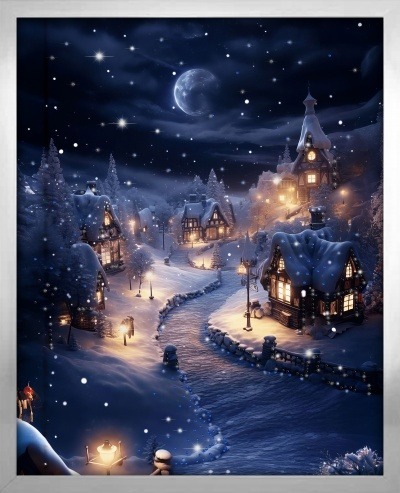 Фото Картина НОВОГОДНЯЯ НОЧЬ с кристаллами Swarovski (3106) - интернет-магазин МегаТерем в Москве