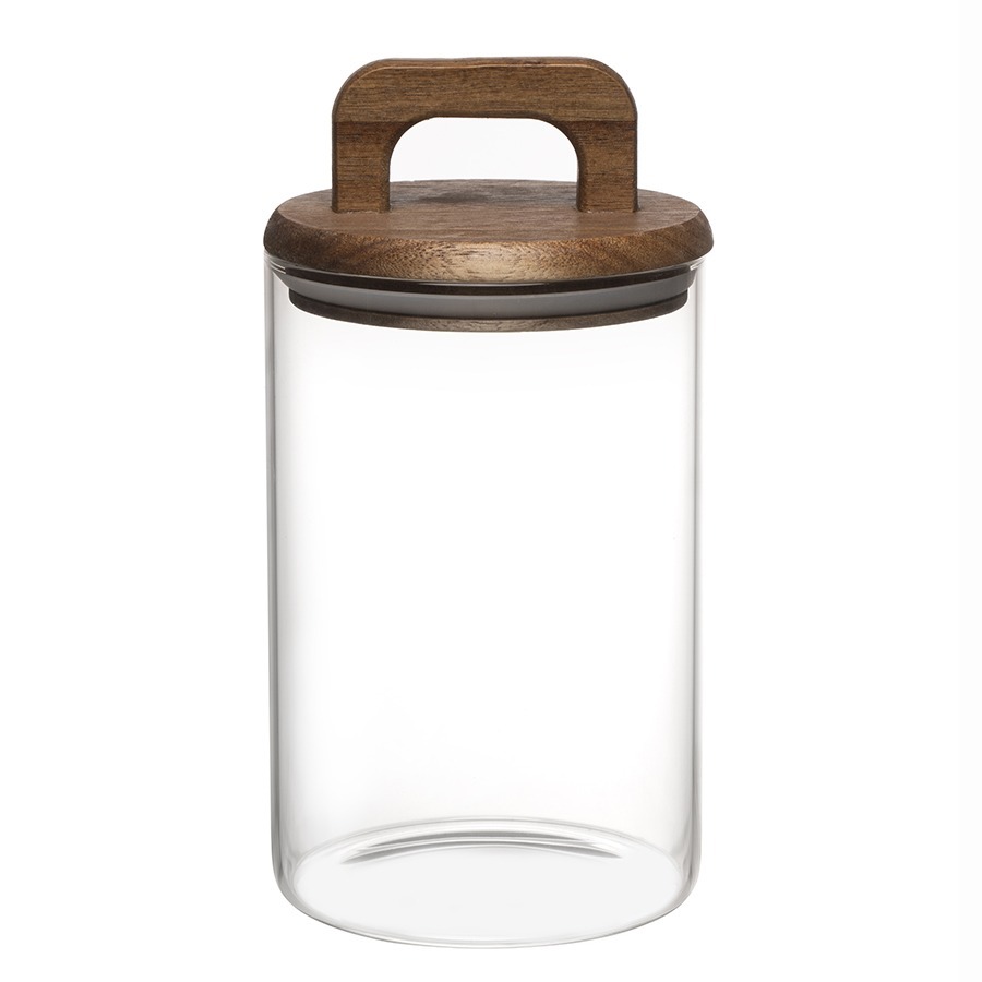 Фото Банка для хранения стеклянная с крышкой из акации hanle, 1,1 л (75863) - интернет-магазин МегаТерем в Москве