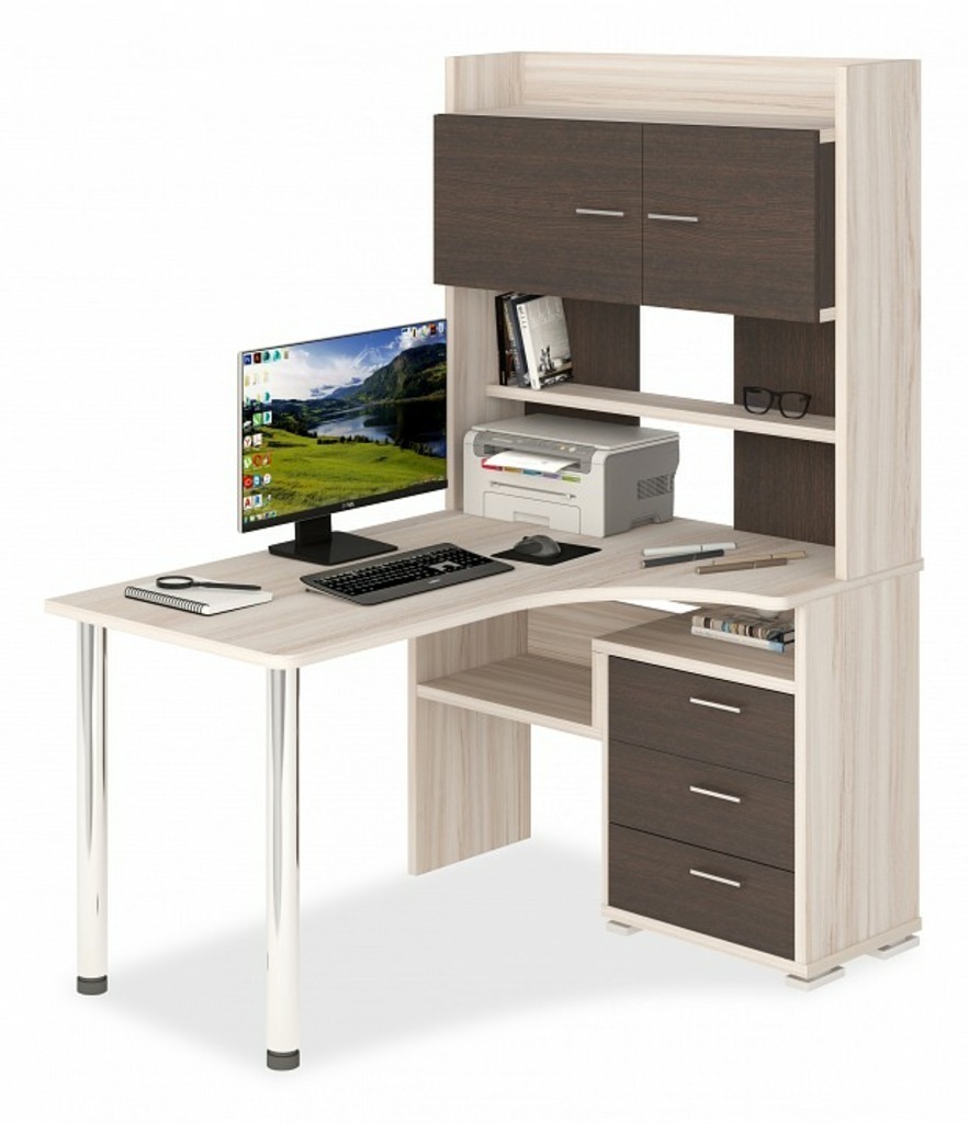 Фото Стол компьютерный Домино СР-133-130 MER_SR-133-KV-PRAV - интернет-магазин МегаТерем в Москве