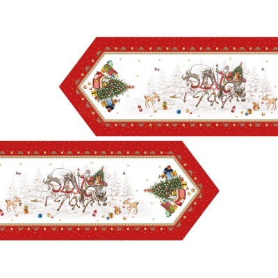 Дорожка "с новым годом"45х215см ,красный, 100% хлопок,твил пропитка Lefard (850-763-31)