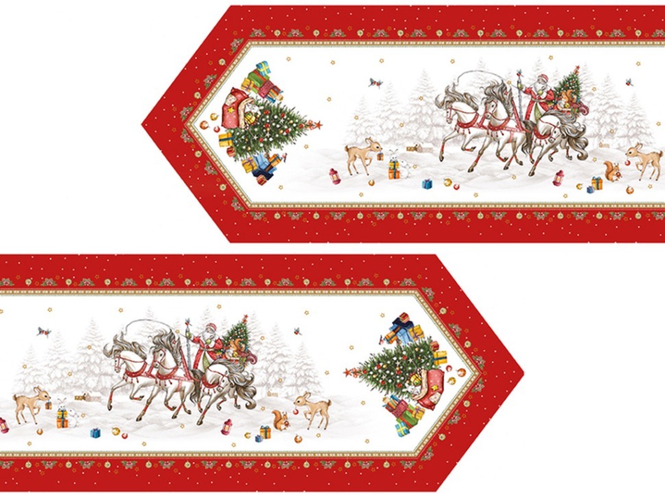 Фото Дорожка с новым годом45х215см ,красный, 100% хлопок,твил пропитка Lefard (850-763-31) - интернет-магазин МегаТерем в Москве