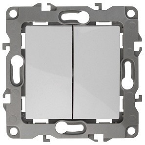 Фото Переключатель двухклавишный без рамки Эра Эра 12 12-1004-01 ER_B0014651 - интернет-магазин МегаТерем в Москве
