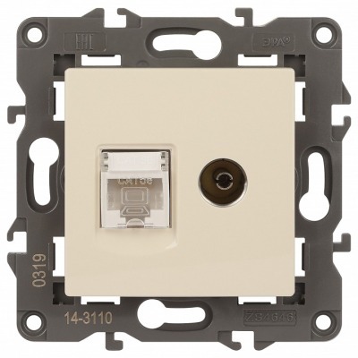 ТВ-розетка и розетка Ethernet RJ-45 без рамки Эра Эра Elegance 14-3110-02 ER_B0034315