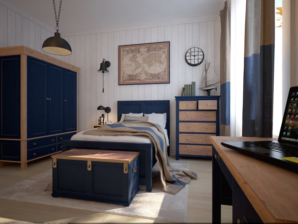 Фото Тумба Jules Verne арт JV23ETGB Синий-ET - интернет-магазин МегаТерем в Москве