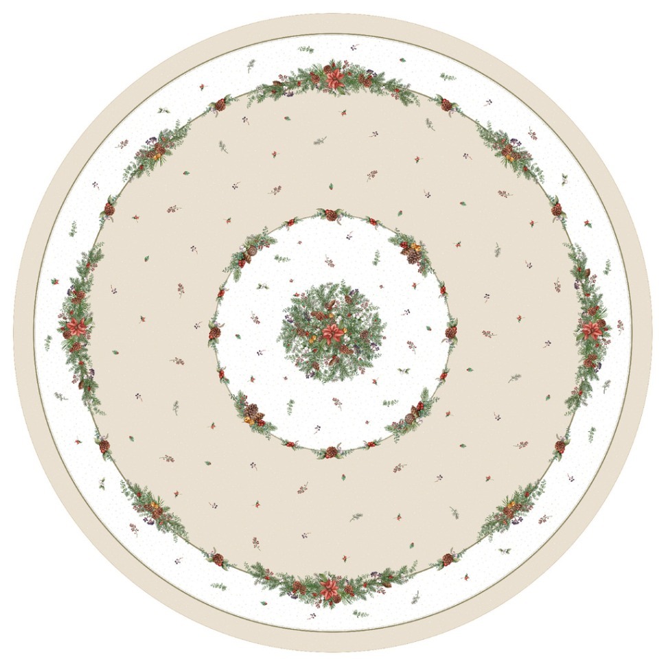 Фото Скатерть  d220 cm круглая, celebration, цвет: бежевый, tm lefard, полиэстер 100% (986-001-26)  - интернет-магазин МегаТерем в Москве