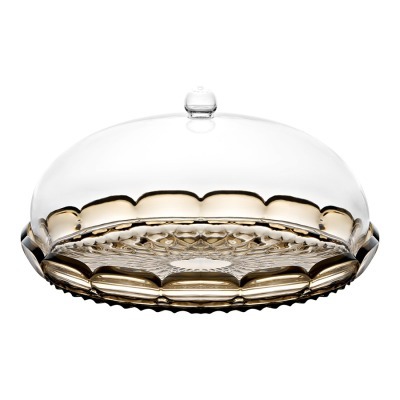 Блюдо сервировочное с крышкой vanity, D30 см, коричневое (79083)