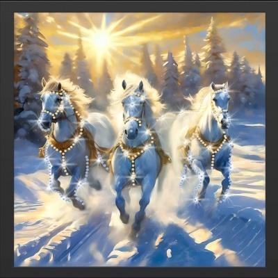 Фото Картина Белоснежная тройка с кристаллами Swarovski (2450) - интернет-магазин МегаТерем в Москве