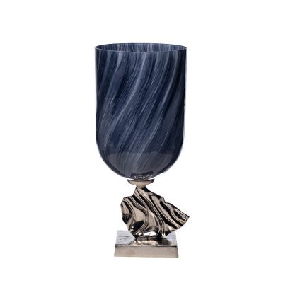 Ваза стекл. дымчатая на мет...