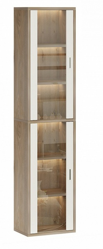 Фото Шкаф-витрина Домино СУ(ш1в2)+2ФС MER_SUsh1v2-2FS-NBE-nelson-belyj - интернет-магазин МегаТерем в Москве