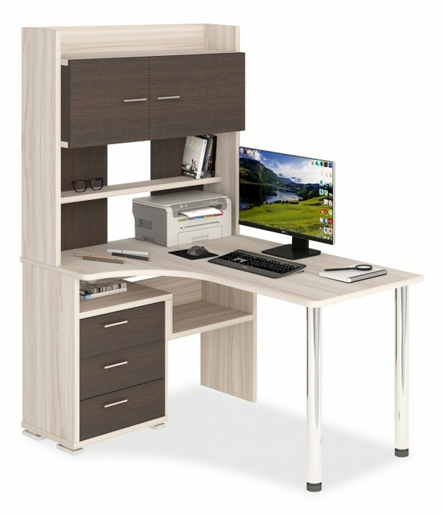 Фото Стол компьютерный Домино СР-133-130 MER_SR-133-KV-LEV - интернет-магазин МегаТерем в Москве