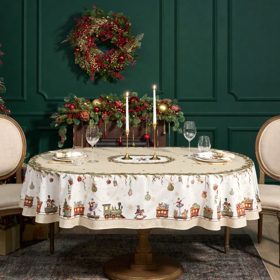 Фото Скатерть  овальная  щелкунчик ,140х300см ,бежевый ,100%хлопок ,твил Lefard (850-757-42) - интернет-магазин МегаТерем в Москве