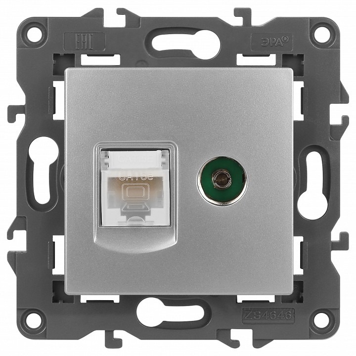 Фото ТВ-розетка и розетка Ethernet RJ-45 без рамки Эра Эра Elegance 14-3110-03 ER_B0034316 - интернет-магазин МегаТерем в Москве