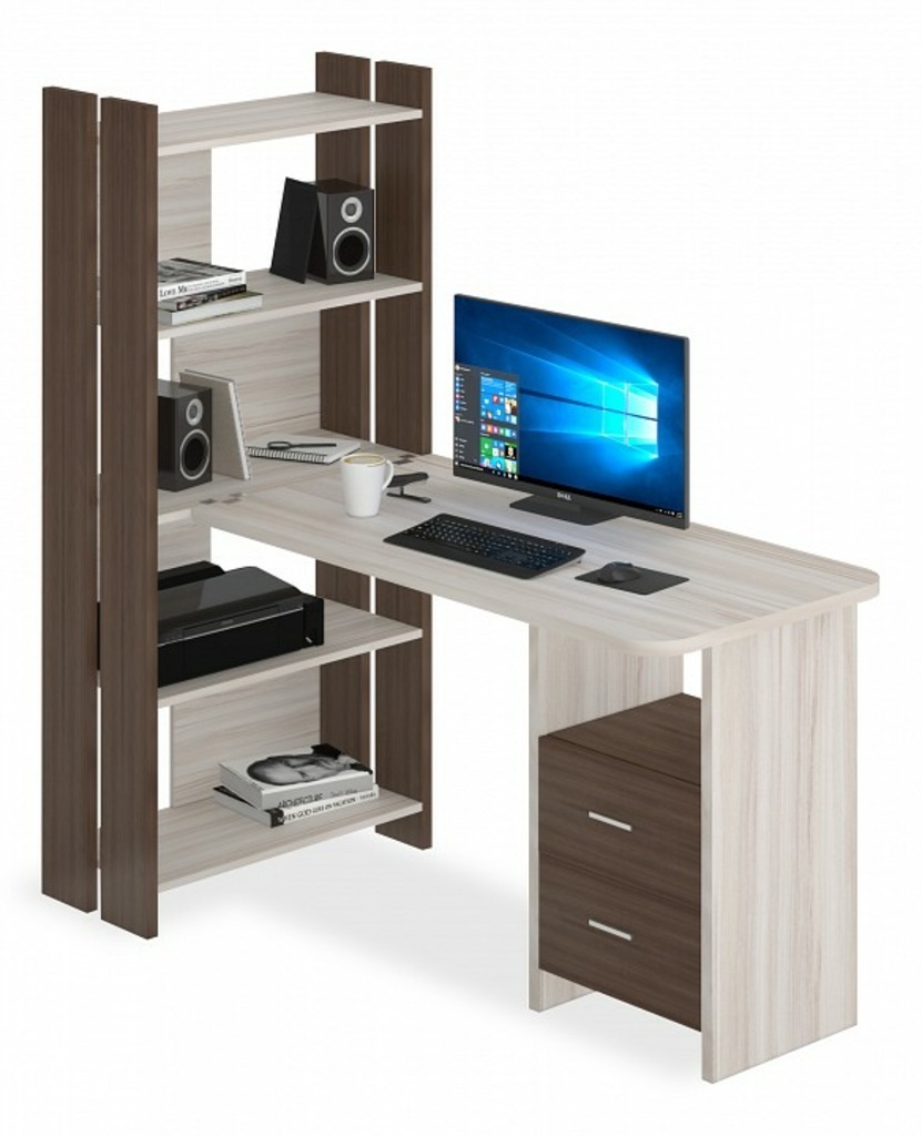 Фото Стол компьютерный Домино Lite СТЛ-ОВ+С120Р MER_STL-OV-S120RPryam_SHK - интернет-магазин МегаТерем в Москве