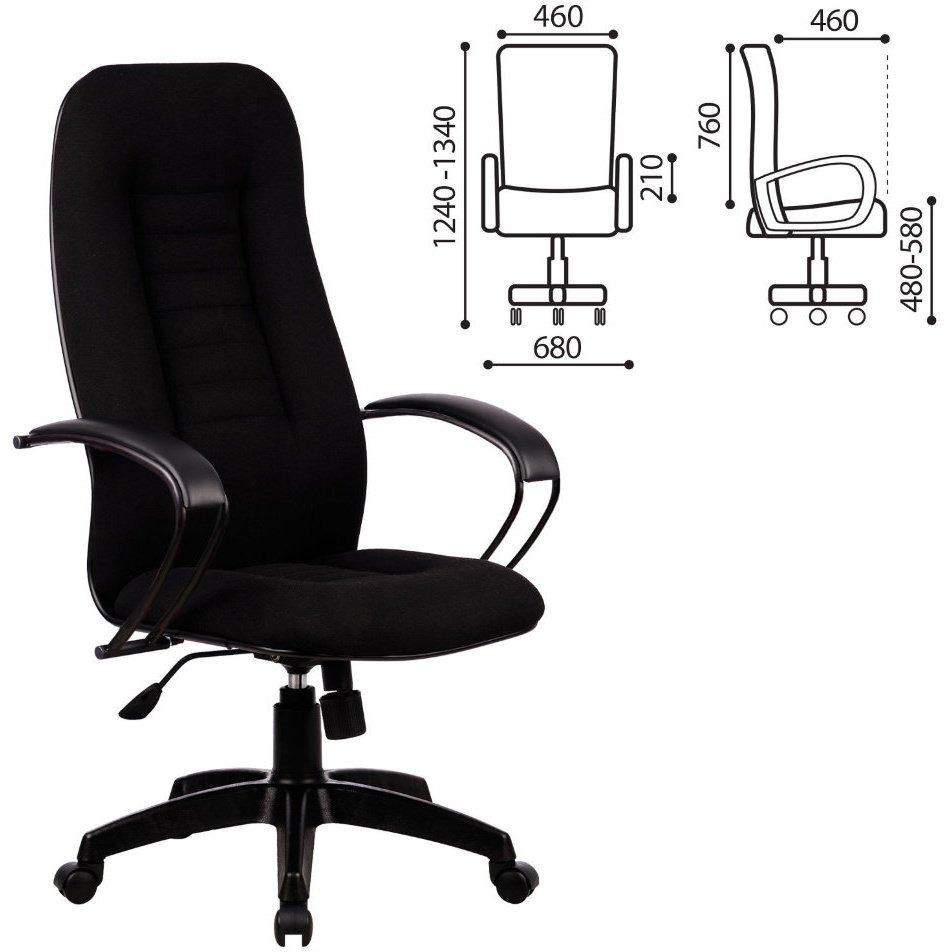 Кресло офисное метта bk 8ch ткань сетка хром черное