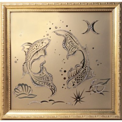 Картина Рыбы 35х35 см с кри...