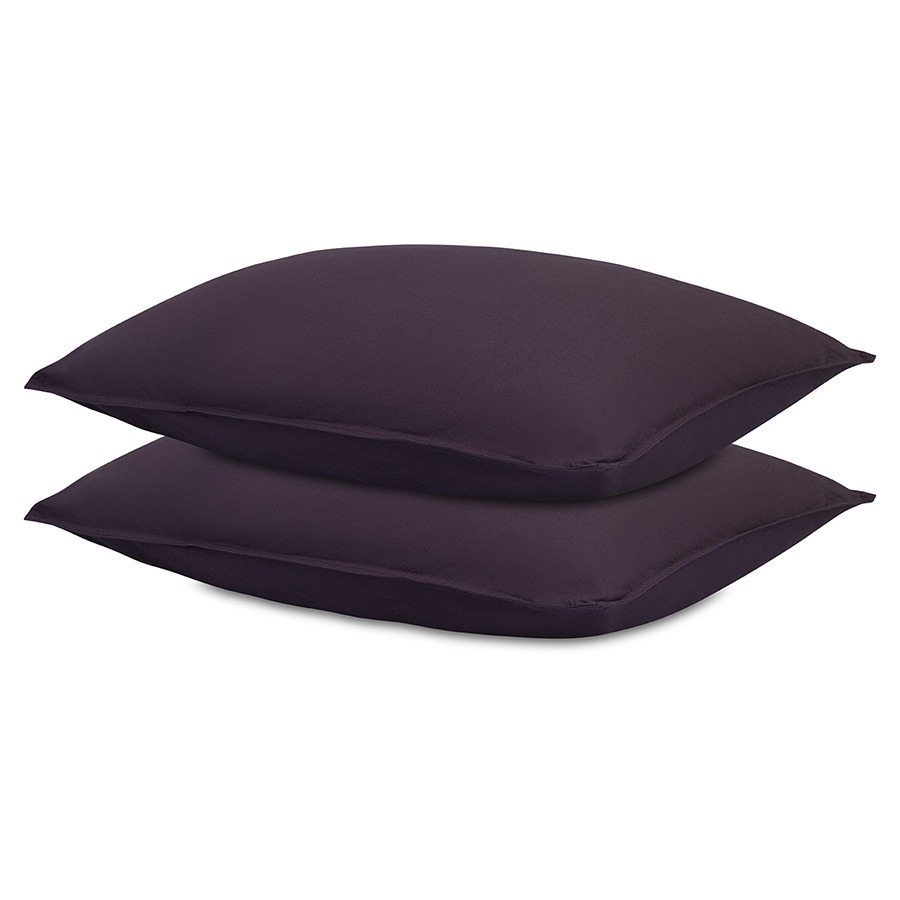 Фото Набор наволочек из стираного перкаля сливового цвета из коллекции essential, 50х70 см (77745) - интернет-магазин МегаТерем в Москве