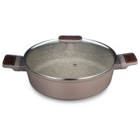 Сотейник со стекл. крышкой и антипригарным покрытием pfluon marble, 26*7,5 см Agness (902-115)