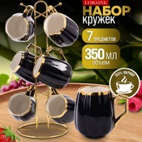 Набор кружек на подставке 6 шт 370 мл LORAINE (12084)