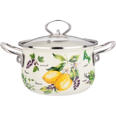 Кастрюля эмалированная agness со стеклянной крышкой серия "секретные ингредиенты" 2.0 л, 18*11 см (915-126) 